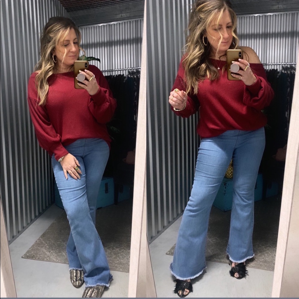 Super Soft Waffle Knit Off Shoulder Top BNWT
